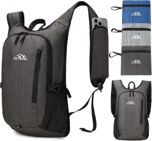 Small Hiking Backpack, 15L Lightweight Travel Backpack with Phone Pocket, Hiking Daypack for Women Men(Oxford, Brown)