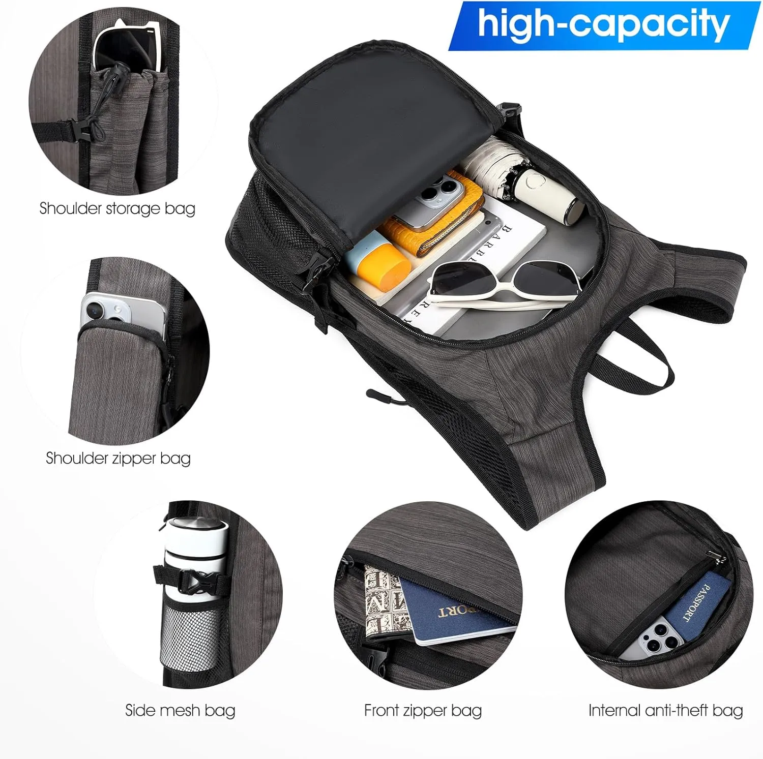 Small Hiking Backpack, 15L Lightweight Travel Backpack with Phone Pocket, Hiking Daypack for Women Men(Oxford, Brown)