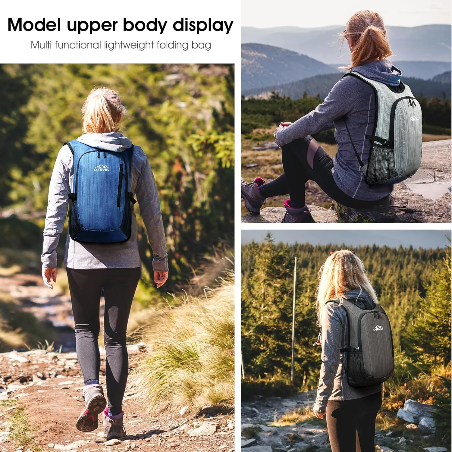 Small Hiking Backpack, 15L Lightweight Travel Backpack with Phone Pocket, Hiking Daypack for Women Men(Oxford, Brown)