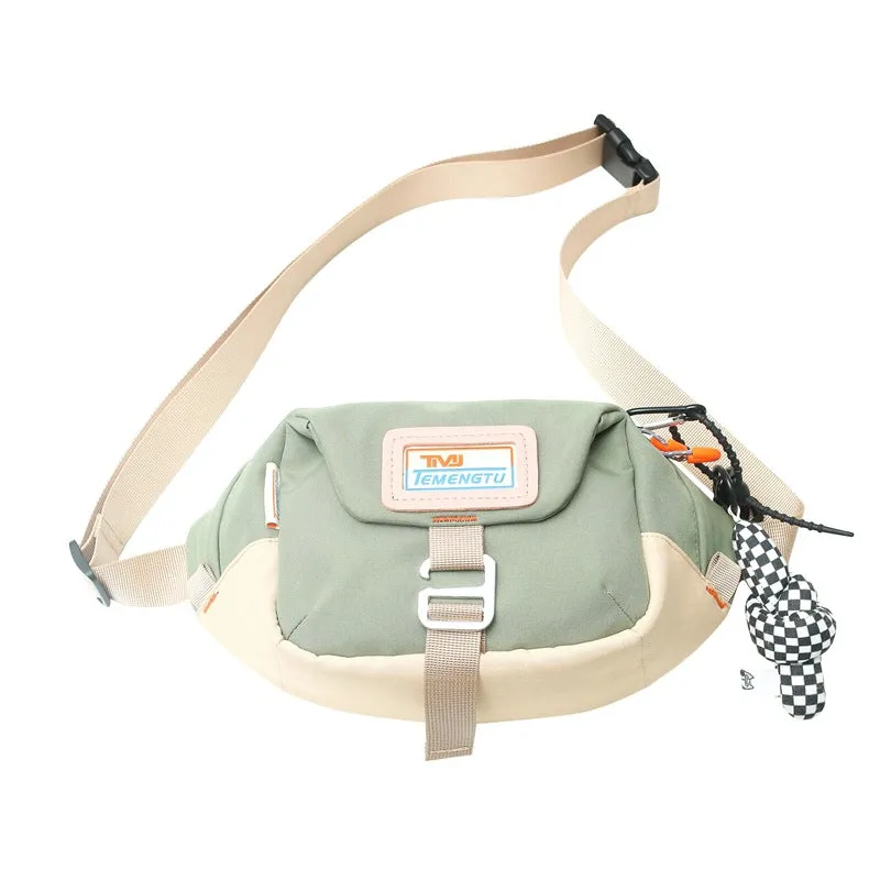 Sohiwoo Color Contrast Nylon Chest Bag Letter Patch Crossbody Bag For Travel
