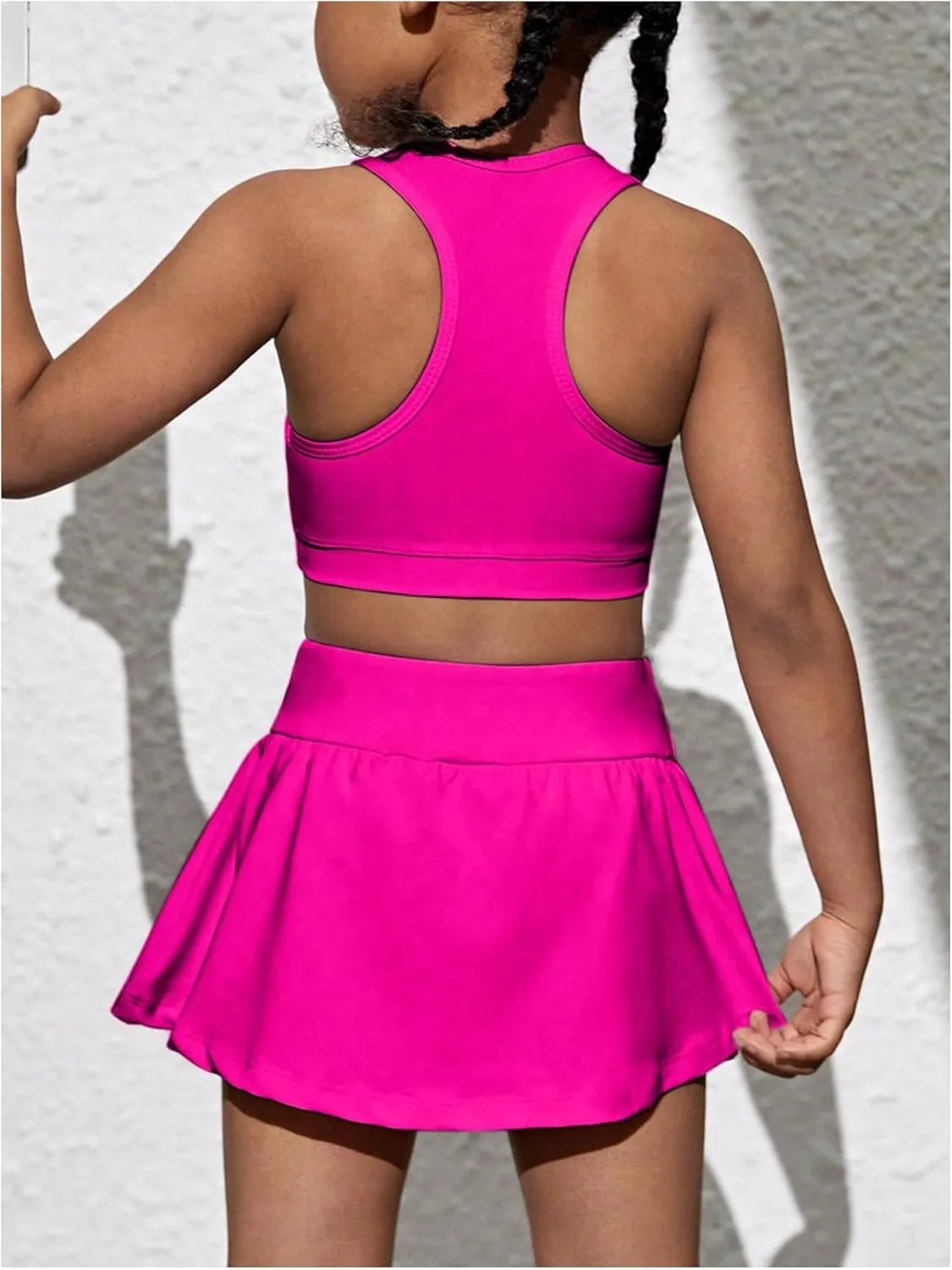 SOLY HUX Toddler Girl's 2 Piece Workout Outfits Crop Tank Tops and Skort Skirt Set
