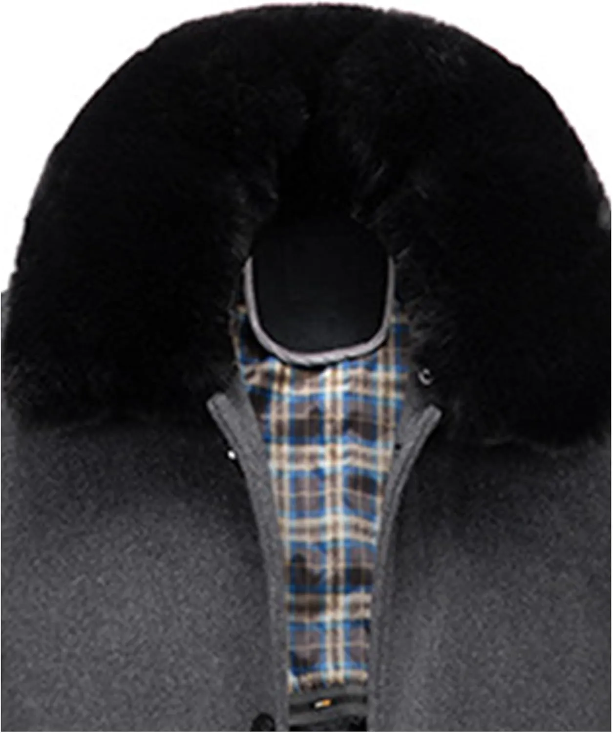 SOMTHRON Men's Wool Blend Trench Coat Faux Fur Collar Fleece Lined Single Breasted Jacket Winter Pea Coat Overcoat