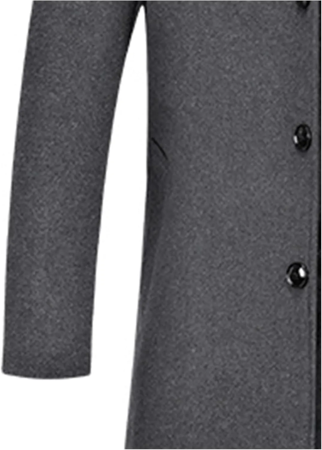 SOMTHRON Men's Wool Blend Trench Coat Faux Fur Collar Fleece Lined Single Breasted Jacket Winter Pea Coat Overcoat