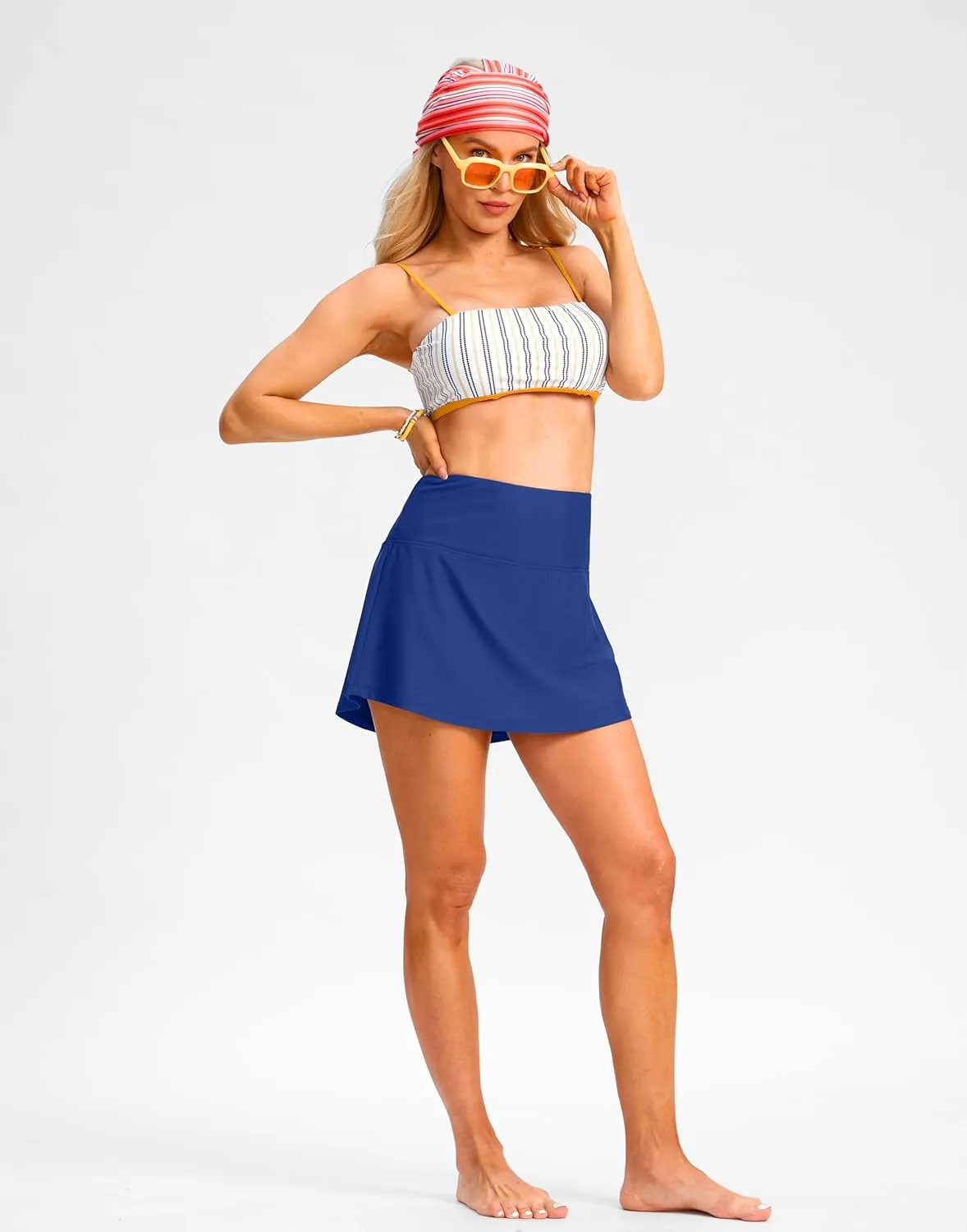 Soothfeel Women's High Waisted Swim Skirt with Pocket Tummy Control Tankini Swimsuit Bathing Suit Skirt Bottom for Women