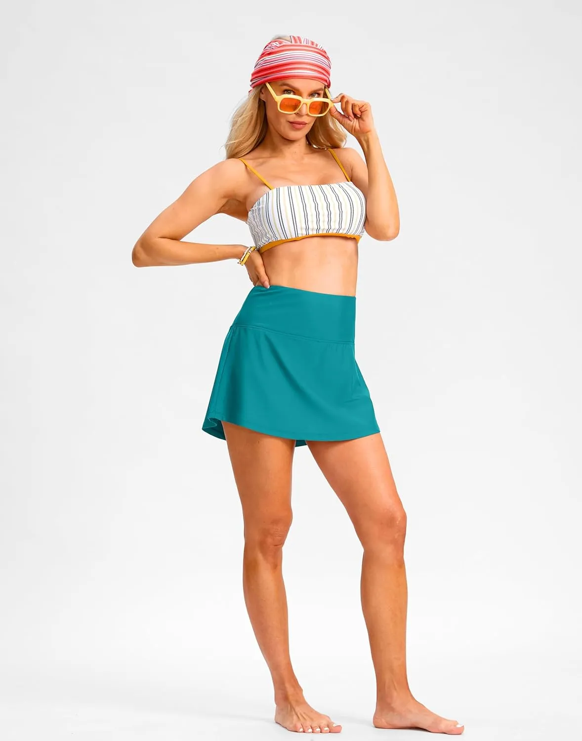 Soothfeel Women's High Waisted Swim Skirt with Pocket Tummy Control Tankini Swimsuit Bathing Suit Skirt Bottom for Women