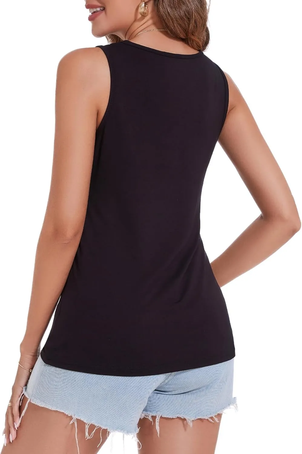 Sosolism 3 Pack Nursing Tank Tops Sleeveless Workout Pumping Shirts Scoop Neck Double Layer Summer Breastfeeding Tops