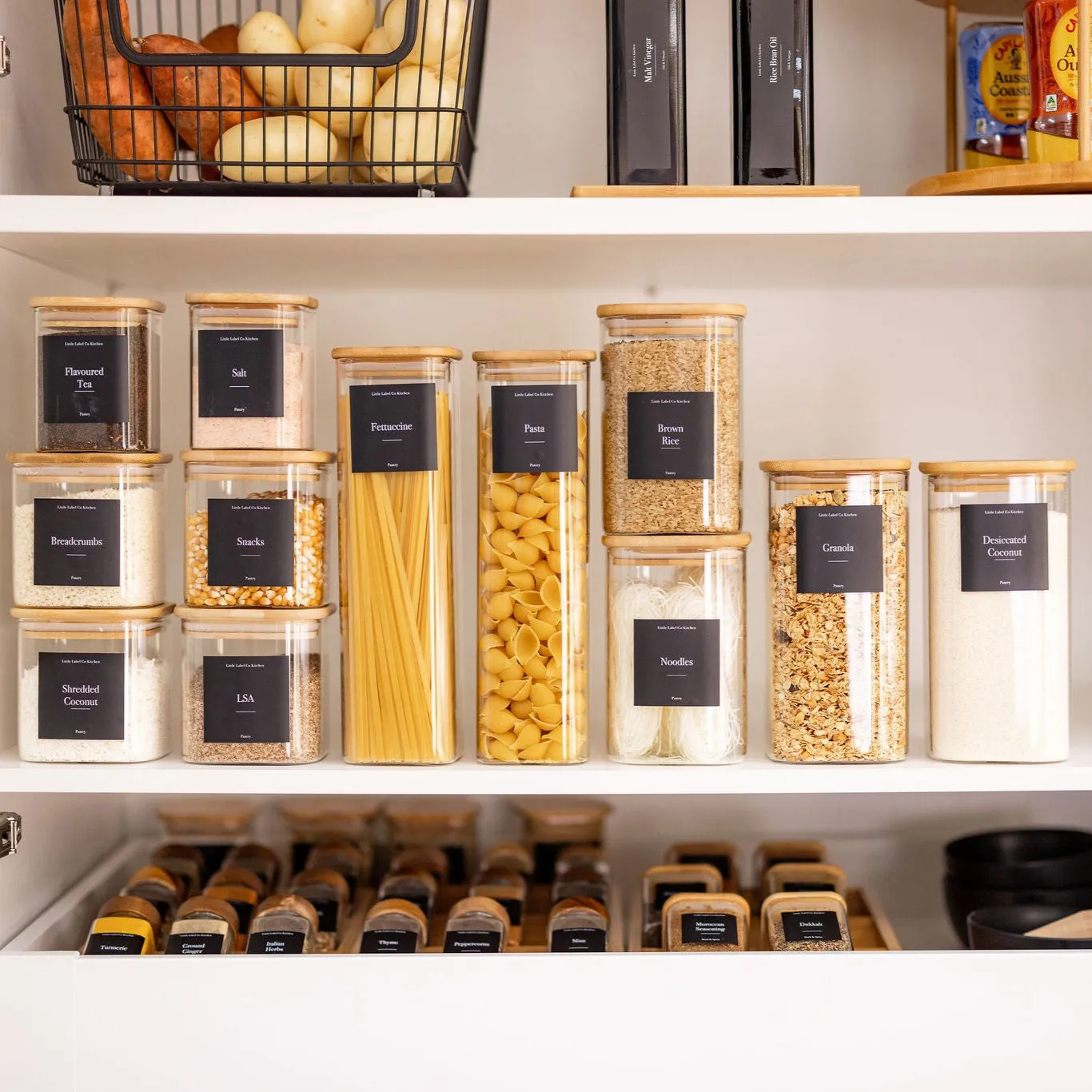 Square Bamboo Glass Pantry Pack