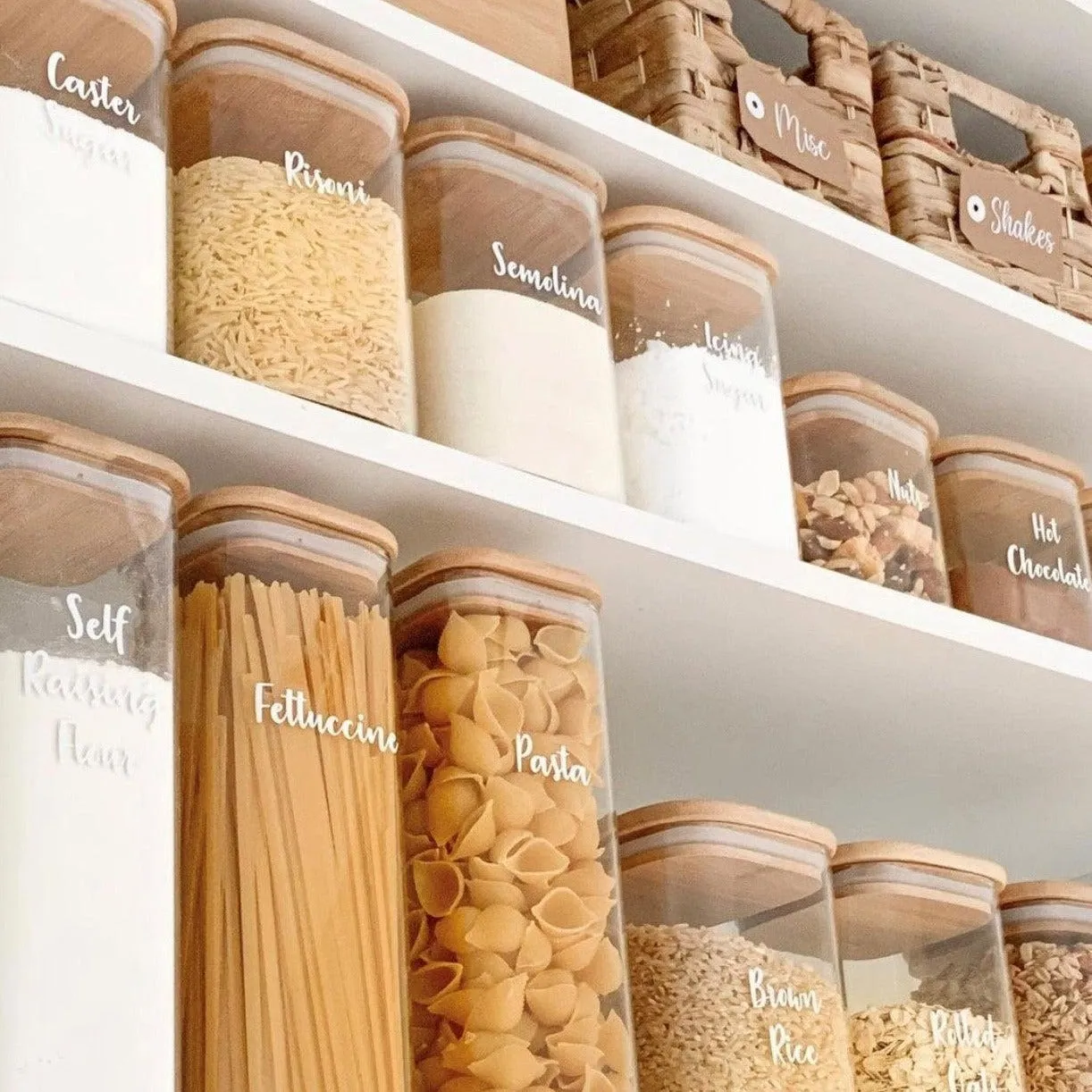 Square Glass and Bamboo Storage Jar - 1.25L