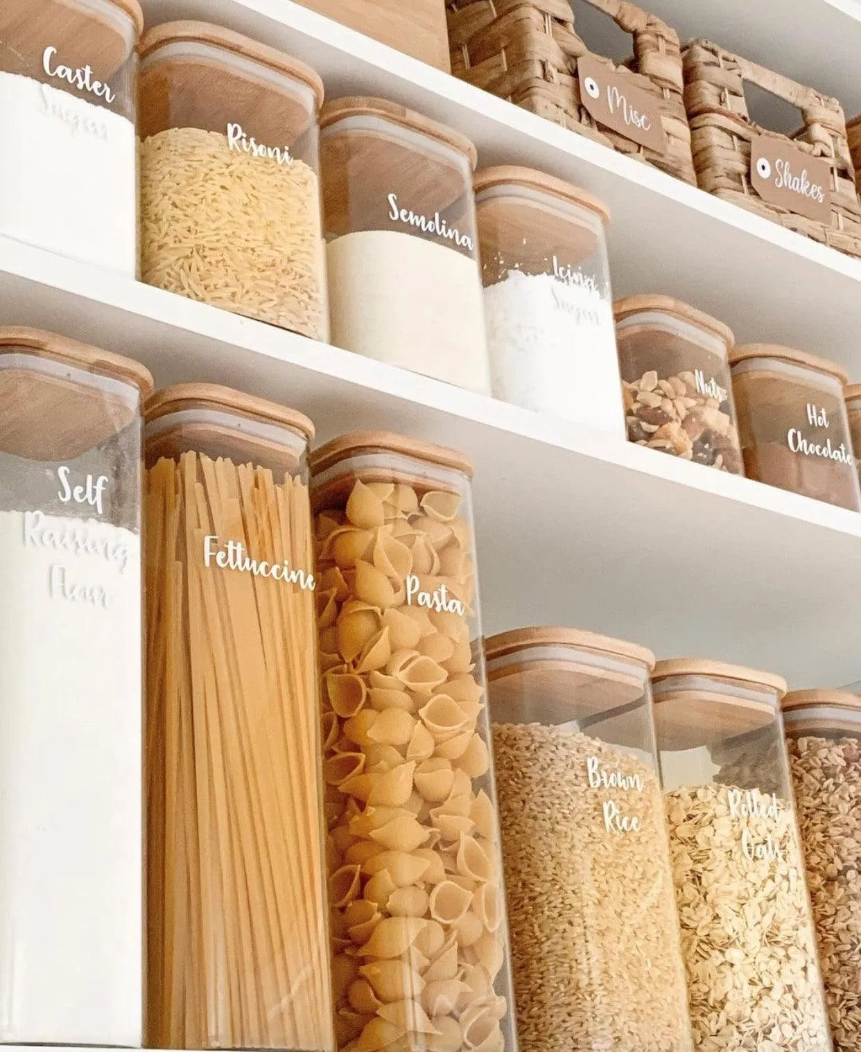 Square Glass and Bamboo Tall Jar - 1.5L