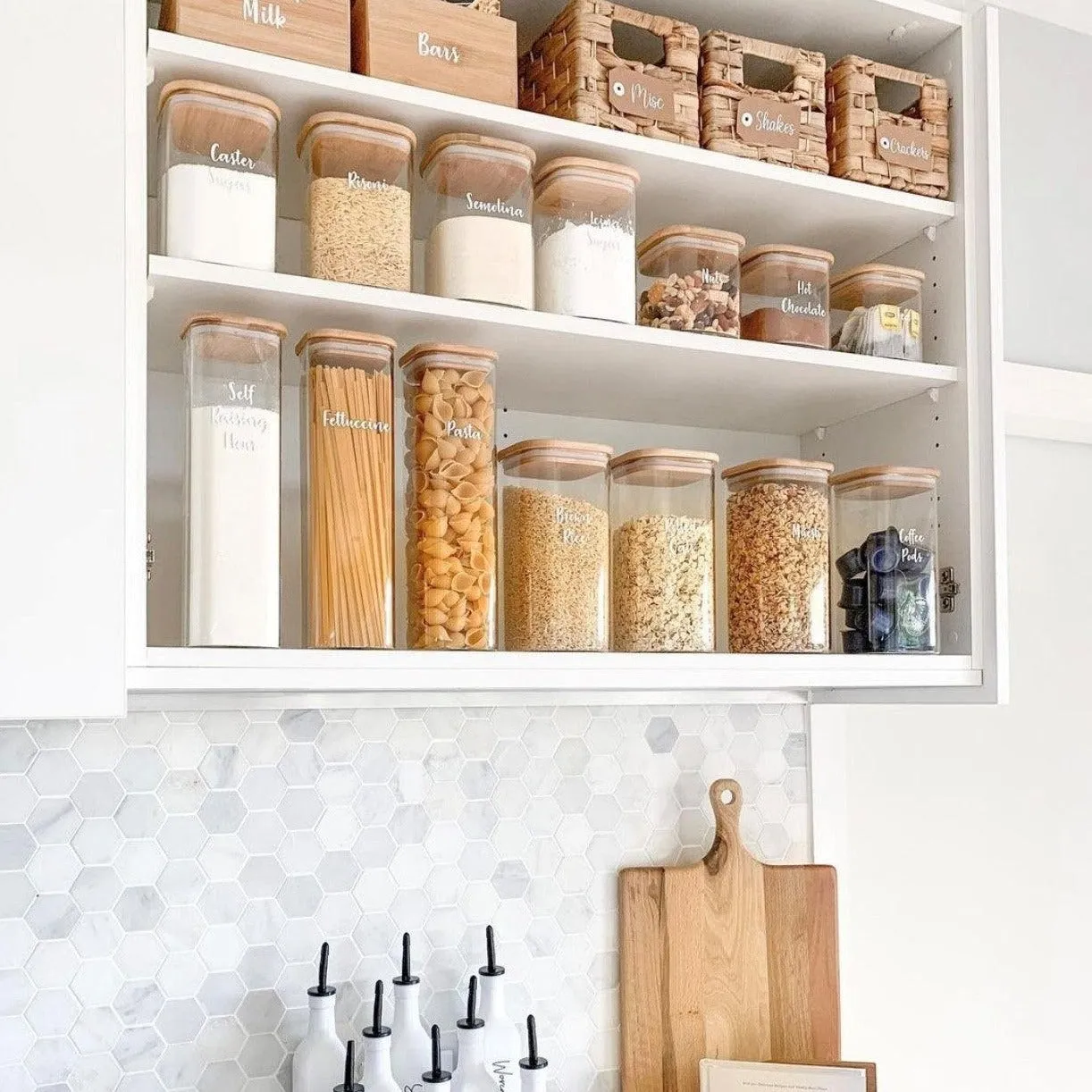 Square Glass and Bamboo Tall Jar - 1.5L