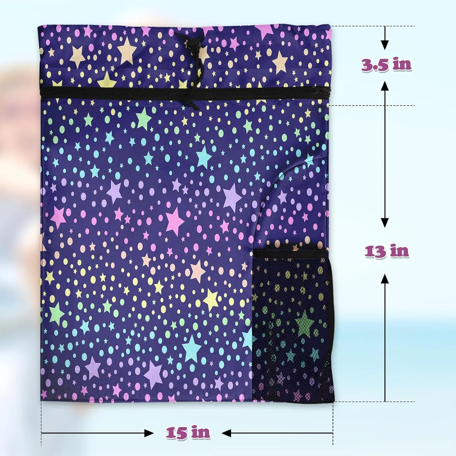 Starry Galaxy Gym Drawstring Backpack Waterproof Unicorn Princess Rainbow Girl Swimming Beach Sackpack, Sports Yoga Dance Travel String Bag Gift Bags with Water Bottle Pocket