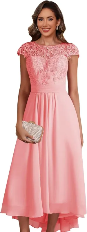 Stylefun Chiffon Cap Sleeve Mother of The Bride Dress Long 2025 Tulle Lace A Line Evening Party Gowns with Pockets CYM190