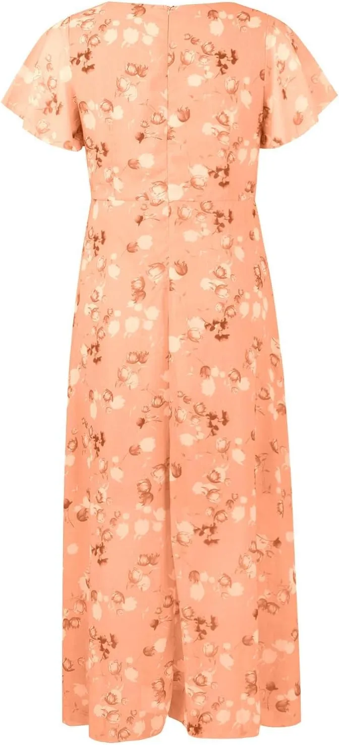 Summer Dress for Women 2025,Swing Flowy Ruffle Hem Casual Chiffon Beach Dresses