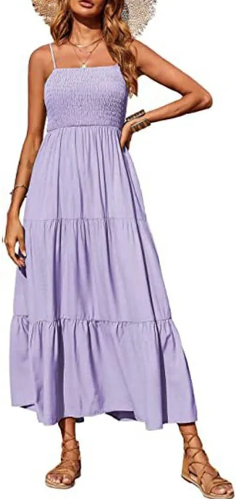 Summer Dress Strap Sleeveless Casual Long Dresses Cross Swing Beach Sundress