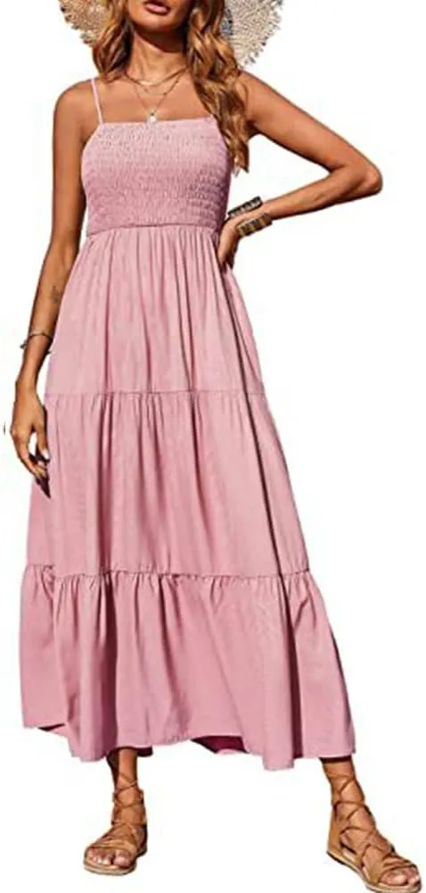 Summer Dress Strap Sleeveless Casual Long Dresses Cross Swing Beach Sundress