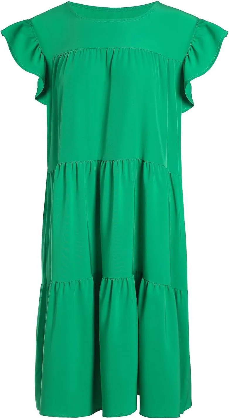 Summer Dresses for Women 2023,Plus Size Casual Cute Babydoll Dress,Tiered Ruffle Flowy Boho Beach Sundress