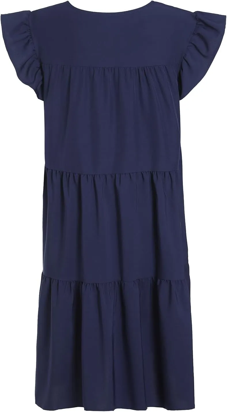 Summer Dresses for Women 2023,Plus Size Casual Cute Babydoll Dress,Tiered Ruffle Flowy Boho Beach Sundress