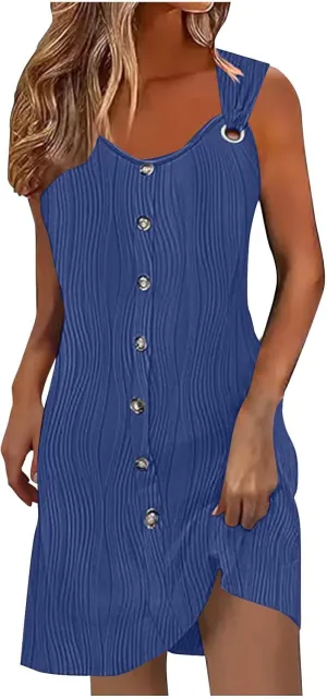 Sun Dresses for Women 2025 Vacation Spring Summer Casual Sundresses Beach Hawaiian Tropical Resort Wear Tank Dress