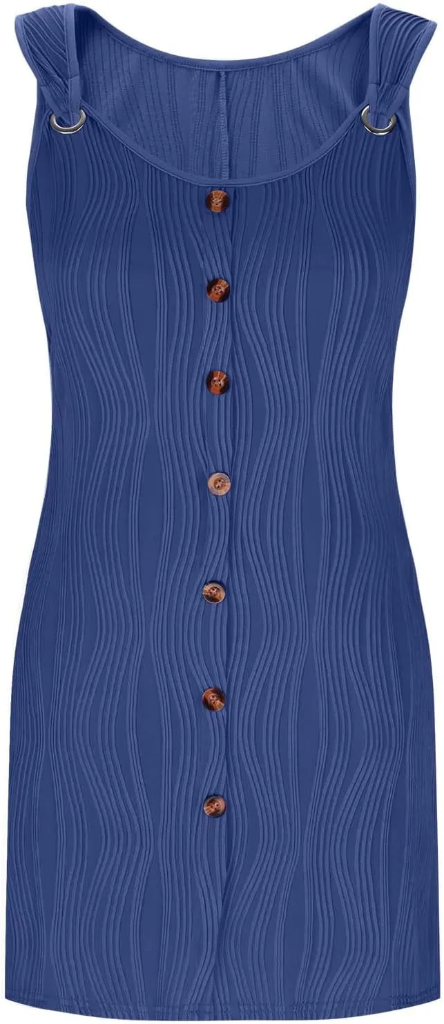 Sun Dresses for Women 2025 Vacation Spring Summer Casual Sundresses Beach Hawaiian Tropical Resort Wear Tank Dress