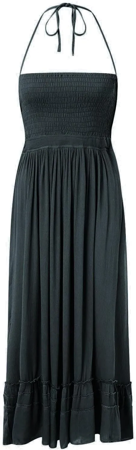 Sundresses for Women 2025 Sleeveless Spaghetti Strap Cami Dress Pleated Straight Flowy Long Maxi Tropical Dress