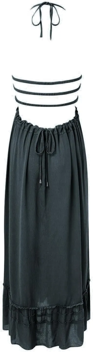Sundresses for Women 2025 Sleeveless Spaghetti Strap Cami Dress Pleated Straight Flowy Long Maxi Tropical Dress