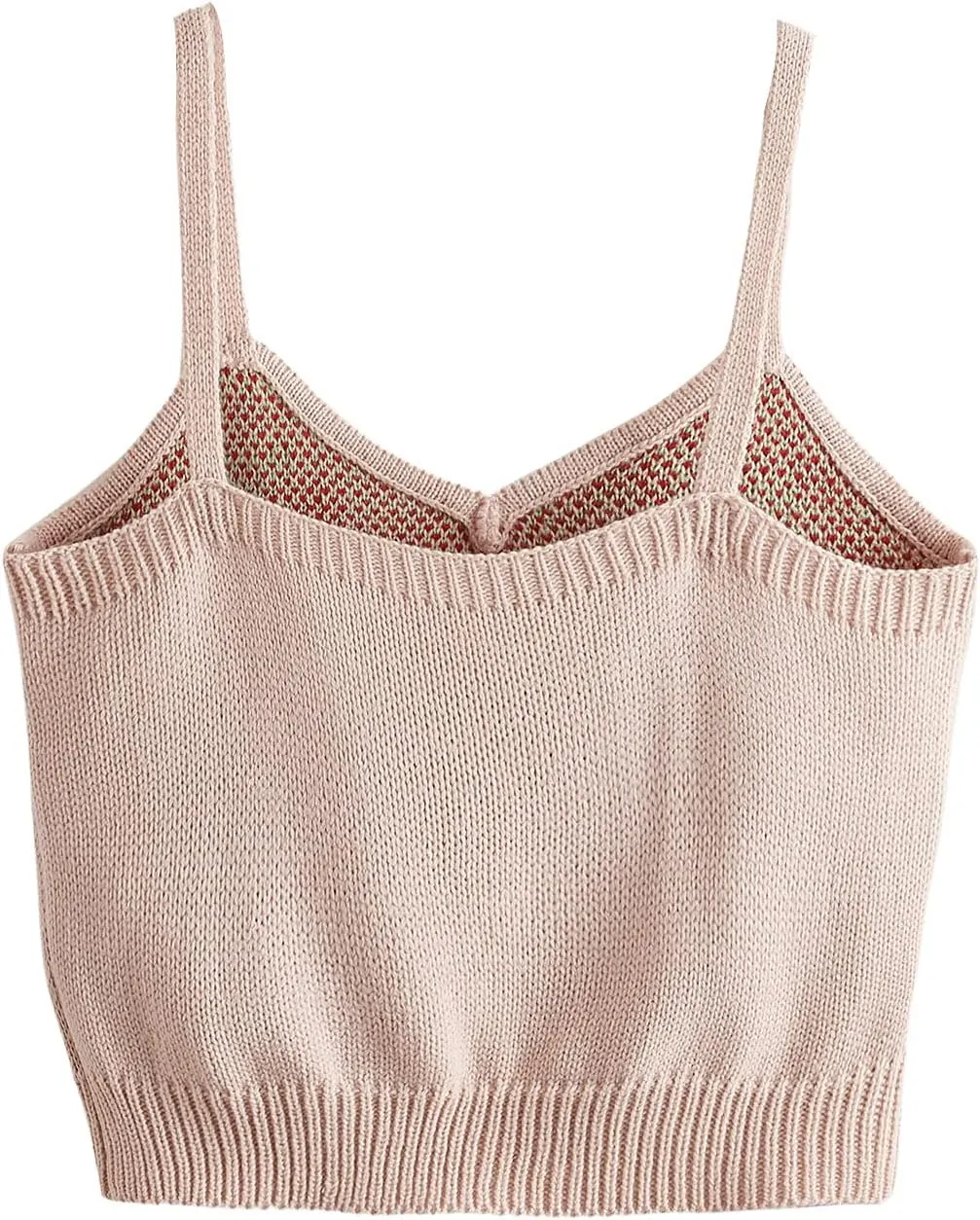 SweatyRocks Women's Lace Patchwork Spaghetti Strap Crop Cami Cute Ribbed Knit Slim Fit V Neck Camisole Tank Tops