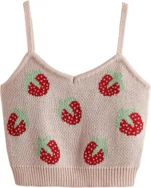 SweatyRocks Women's Lace Patchwork Spaghetti Strap Crop Cami Cute Ribbed Knit Slim Fit V Neck Camisole Tank Tops