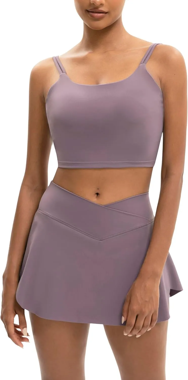 Tennis Dress 2 Piece Tennis Skirt Sets for Women High Waist Golf Skirt Built in Shorts and Sport Bra Workout Golf Outfits