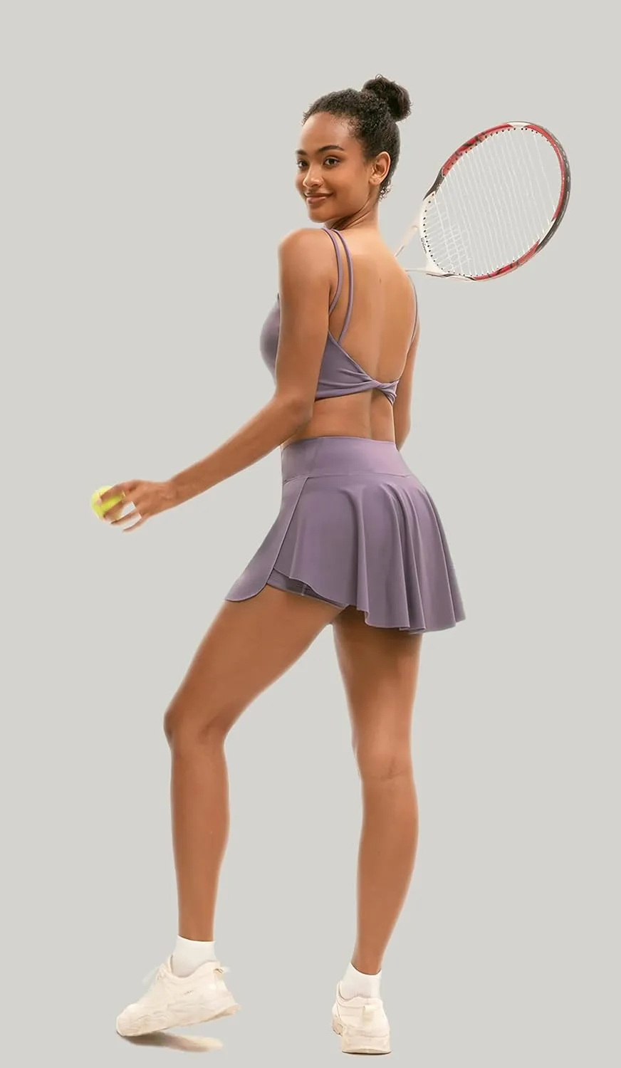 Tennis Dress 2 Piece Tennis Skirt Sets for Women High Waist Golf Skirt Built in Shorts and Sport Bra Workout Golf Outfits