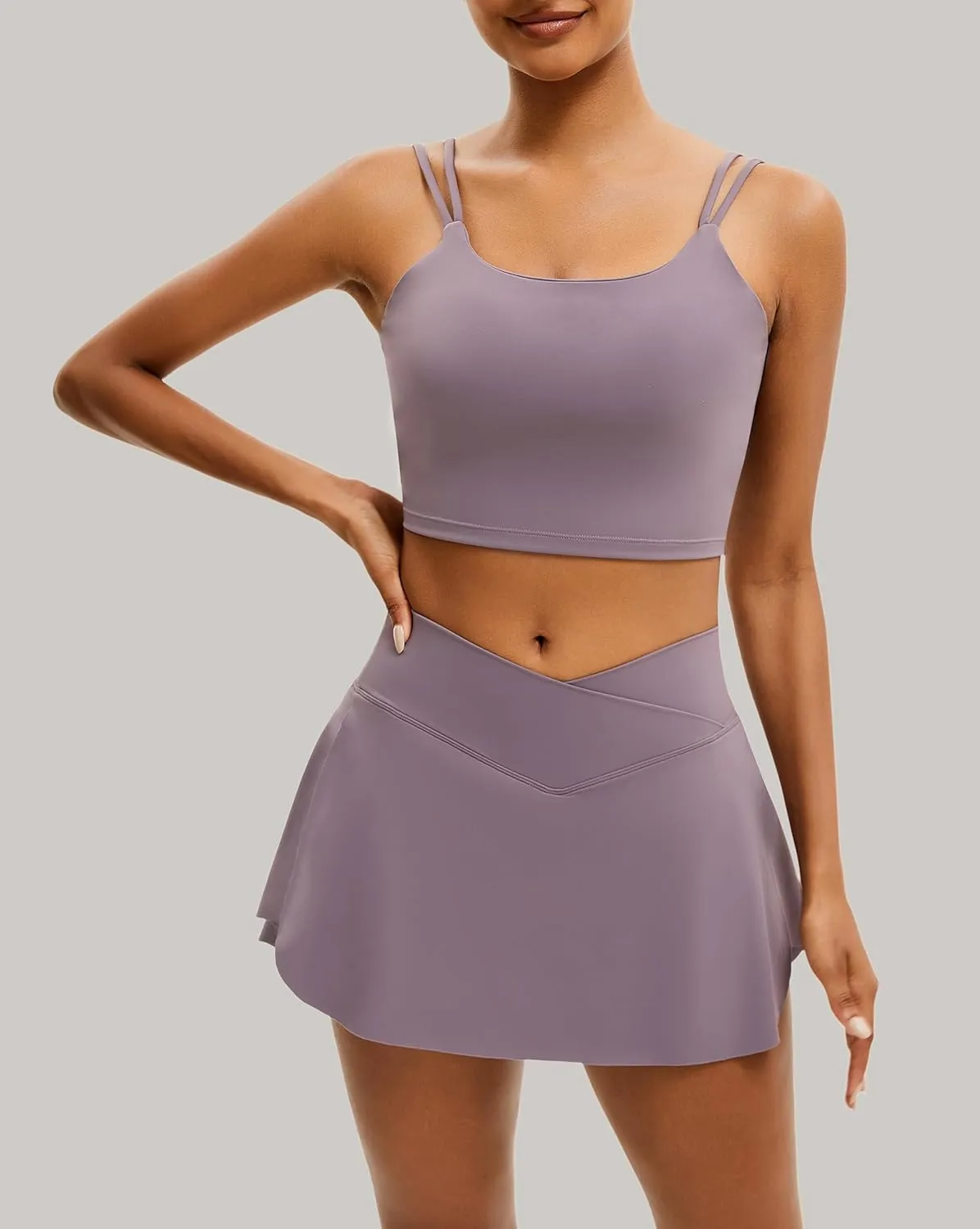 Tennis Dress 2 Piece Tennis Skirt Sets for Women High Waist Golf Skirt Built in Shorts and Sport Bra Workout Golf Outfits