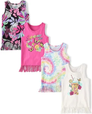 The Children's Place Girls' Graphic Fringe Tank Tops