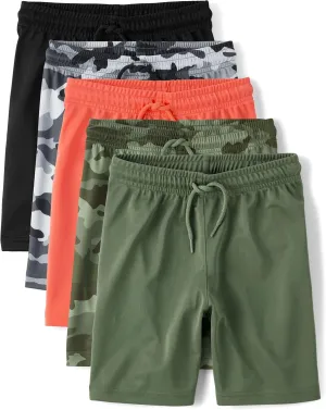 The Children's Place,Boys,Athletic Basketball Shorts,Camo/Solid 5-Pack,Small