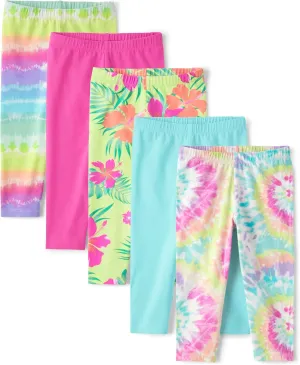 The Children's Place,Girls,Fashion Capri Leggings,Pink Summer 5-Pack,X-Small