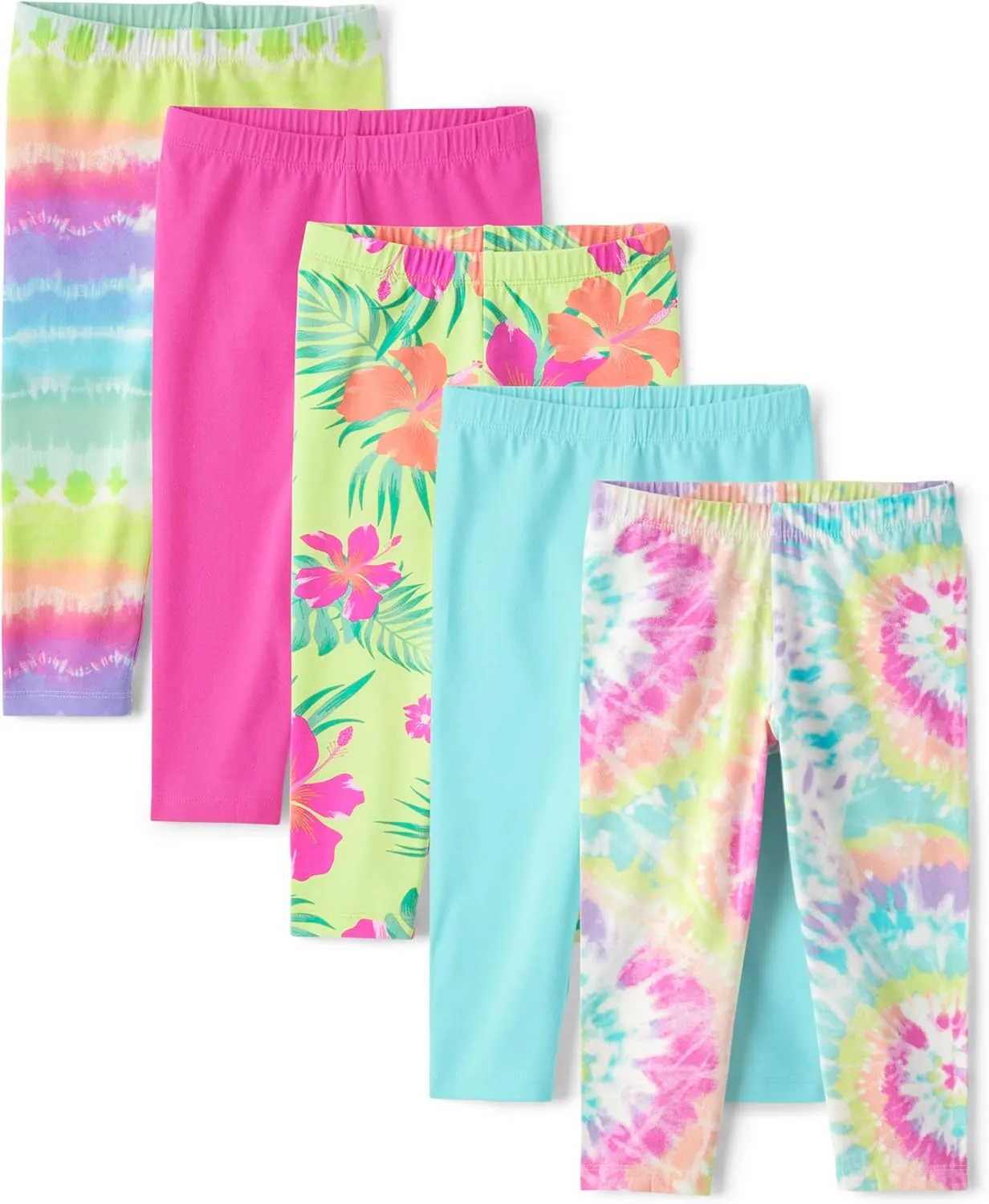 The Children's Place,Girls,Fashion Capri Leggings,Pink Summer 5-Pack,X-Small
