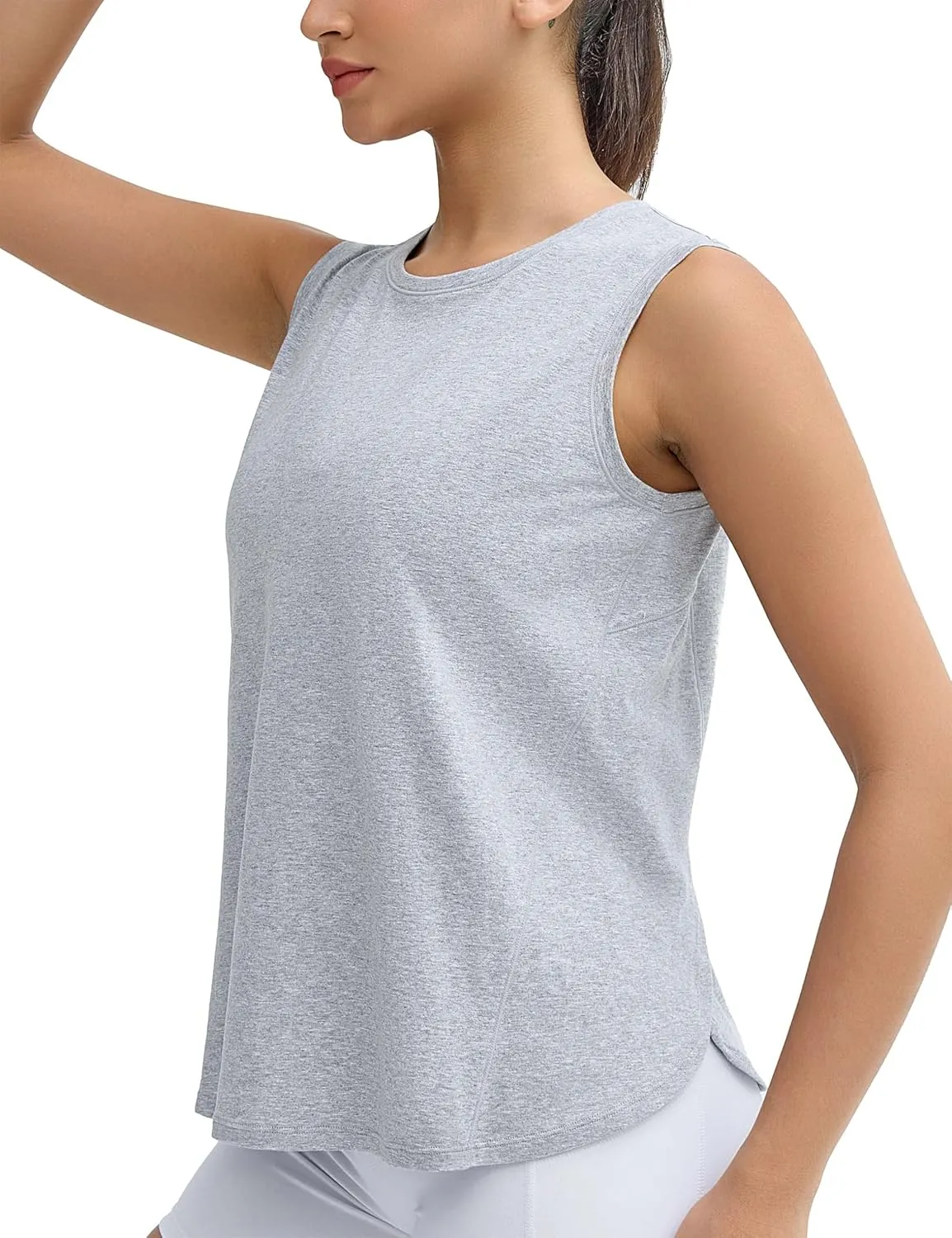 THE GYM PEOPLE Women's Workout Tank Tops Loose Fit Sleeveless Breathable Yoga Shirts with Side Slits