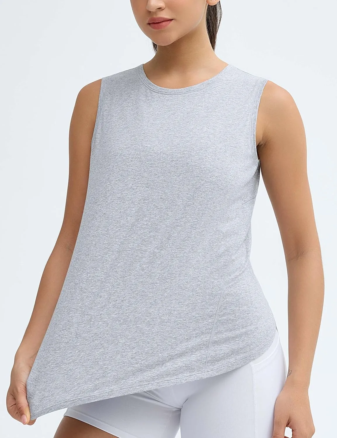 THE GYM PEOPLE Women's Workout Tank Tops Loose Fit Sleeveless Breathable Yoga Shirts with Side Slits