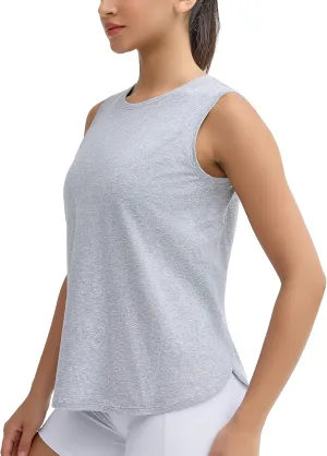 THE GYM PEOPLE Women's Workout Tank Tops Loose Fit Sleeveless Breathable Yoga Shirts with Side Slits