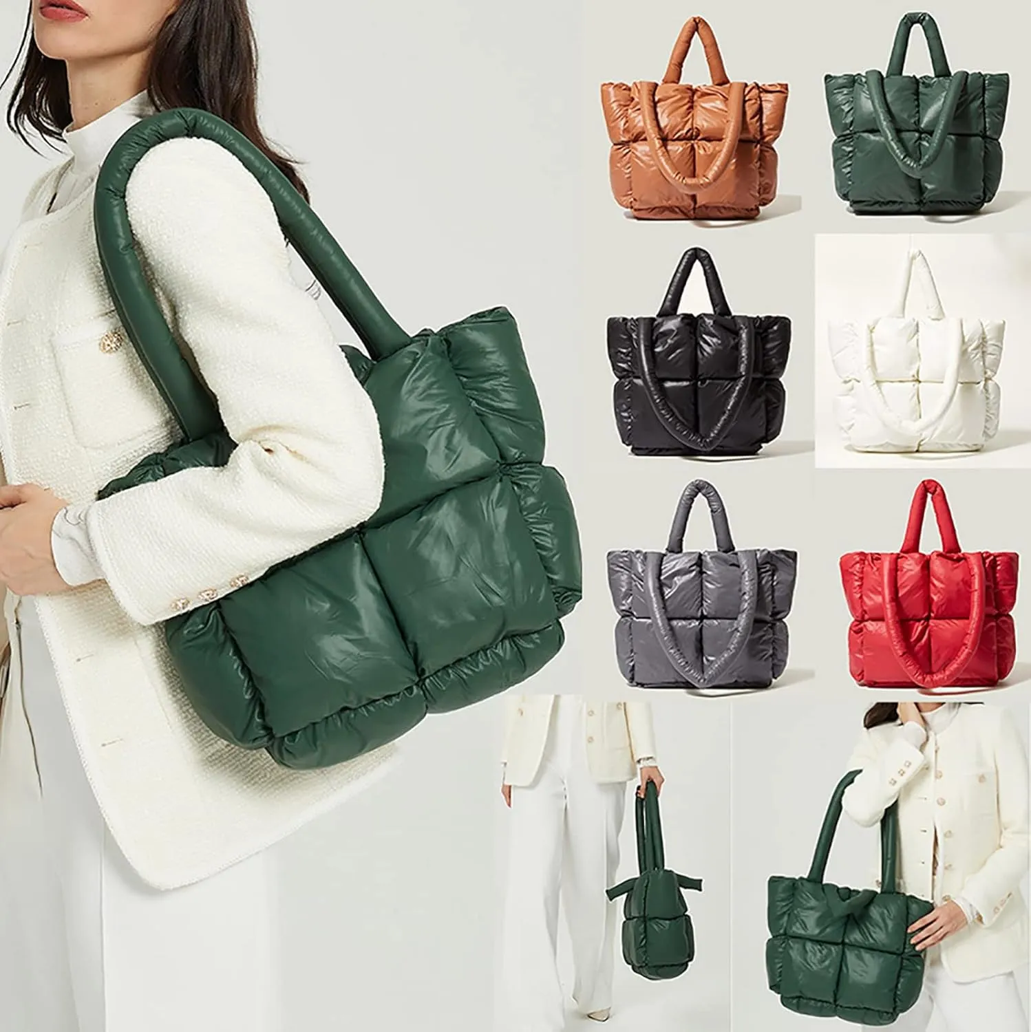 The Tote Bag Women's Light Large Quilted Shoulder Bag Carryall Puffer Hobo Bag For Her Friends Travel College D