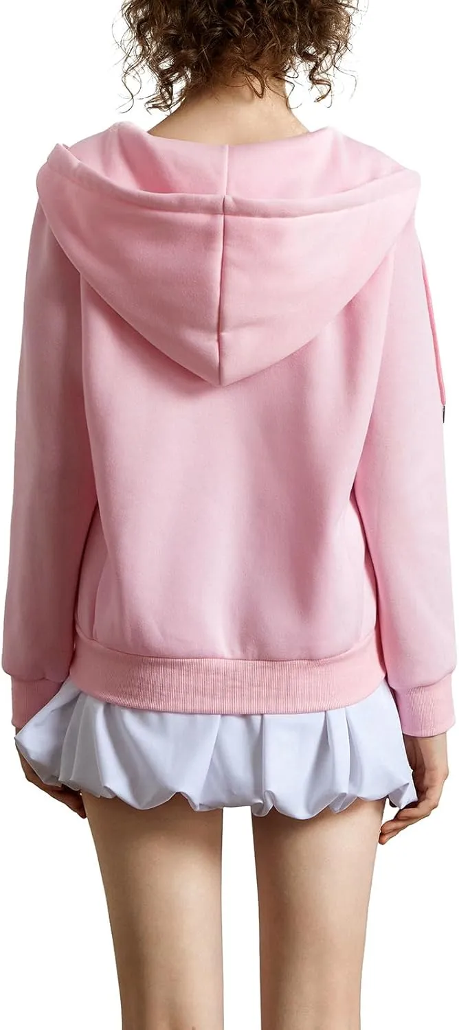 Thopavenoir Women Y2k Zip Up Hoodies Bow Knot Print Oversized Hooded Sweatshirt Vintage Aesthetic Teen Girls Jacket Coat