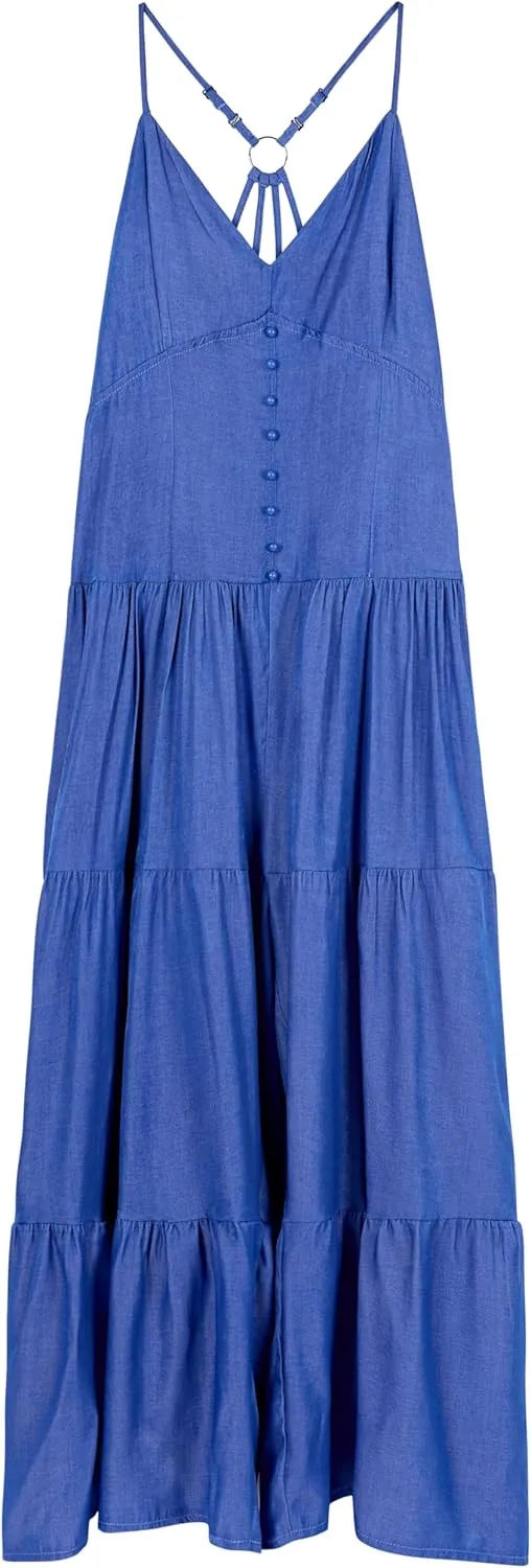 TIAFORD Sexy Halter Jumpsuits for Women V Neck Backless Adjustable Spaghetti Strap Sleeveless Ruffle Wide Leg Pants Romper