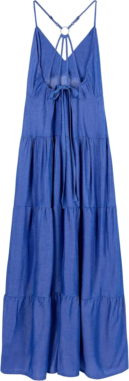TIAFORD Sexy Halter Jumpsuits for Women V Neck Backless Adjustable Spaghetti Strap Sleeveless Ruffle Wide Leg Pants Romper