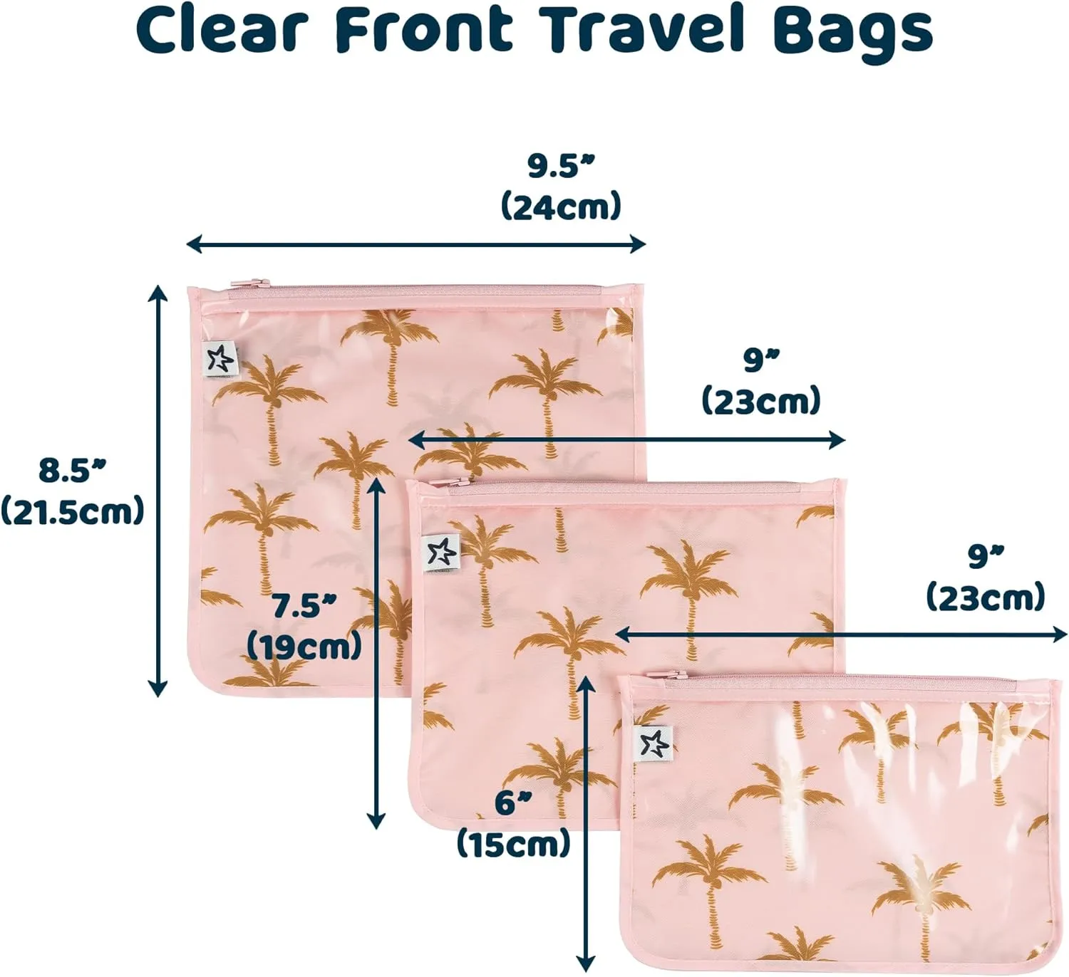 Tiny Twinkle Mess-proof Travel Bags, Airline Compliant, Zipper Closure, Clear Front Pouch, Diaper Bag Packing, Toiletry or Cosmetics Organizer