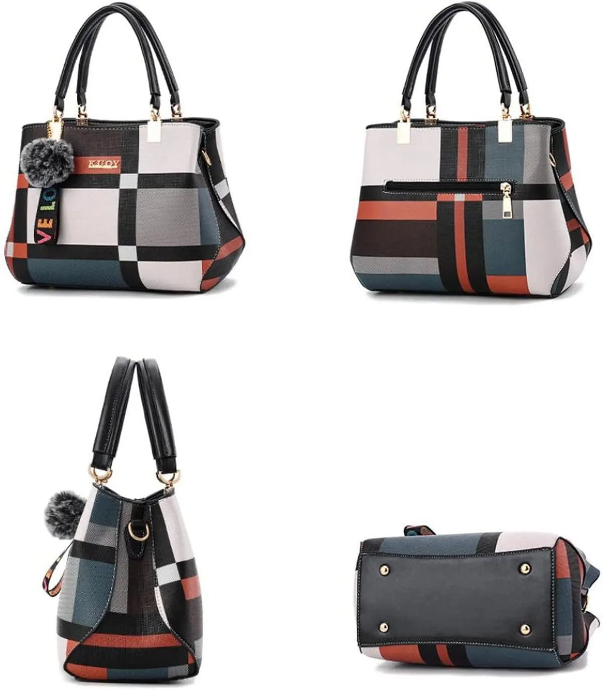 Tote Bag For Women Work Color Block Leather Large Handbags Shoulder Bag With Top Handle For Her Mom Sister