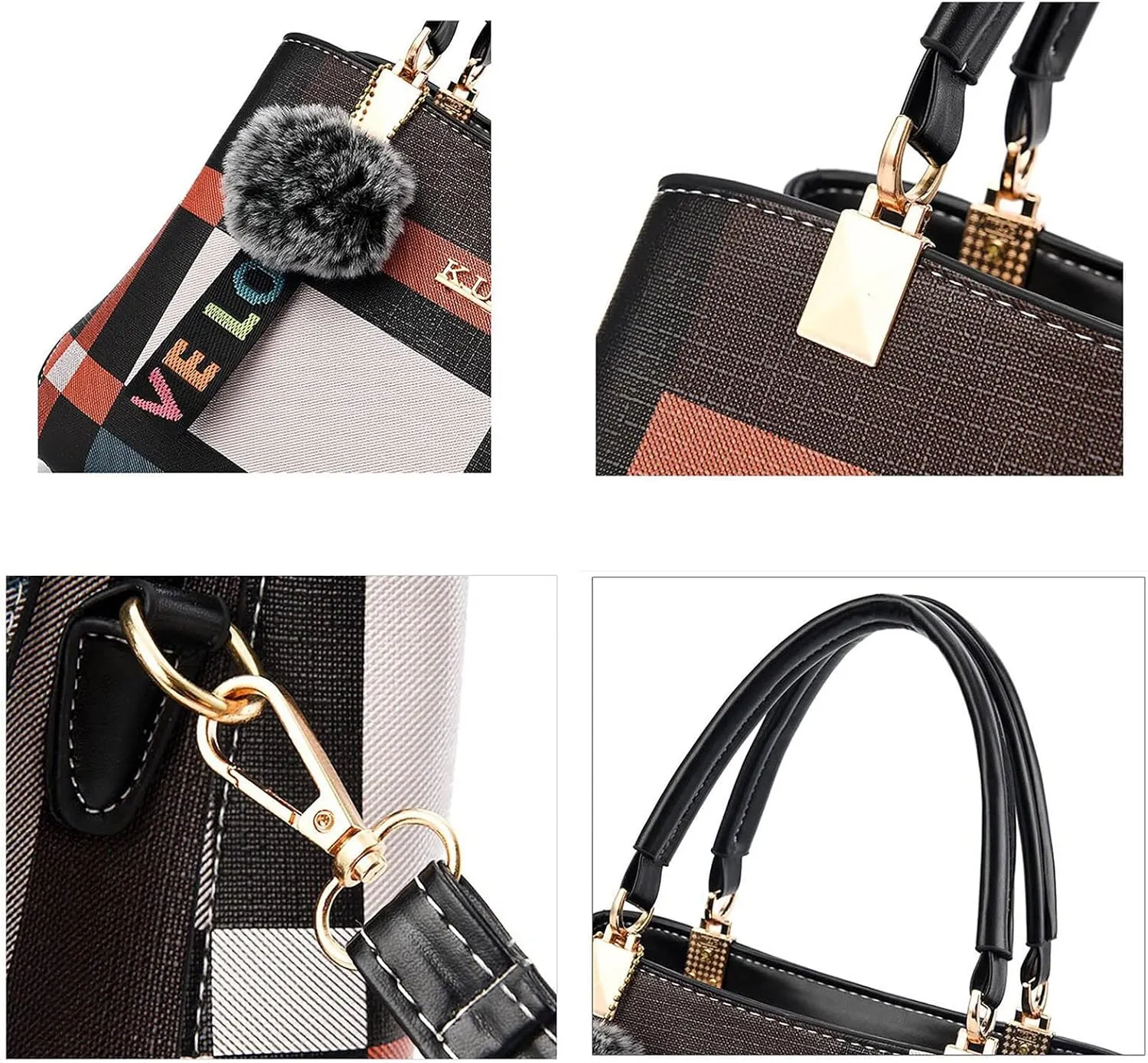 Tote Bag For Women Work Color Block Leather Large Handbags Shoulder Bag With Top Handle For Her Mom Sister