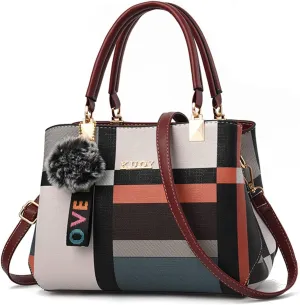 Tote Bag For Women Work Color Block Leather Large Handbags Shoulder Bag With Top Handle For Her Mom Sister