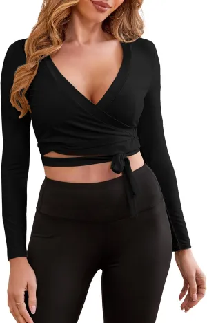 Traleubie Women's Bolero Cardigan Tie Front Long Sleeve Lightweight Strap Cover Up Wrap Top Shrug for Casual Wear, S-XL
