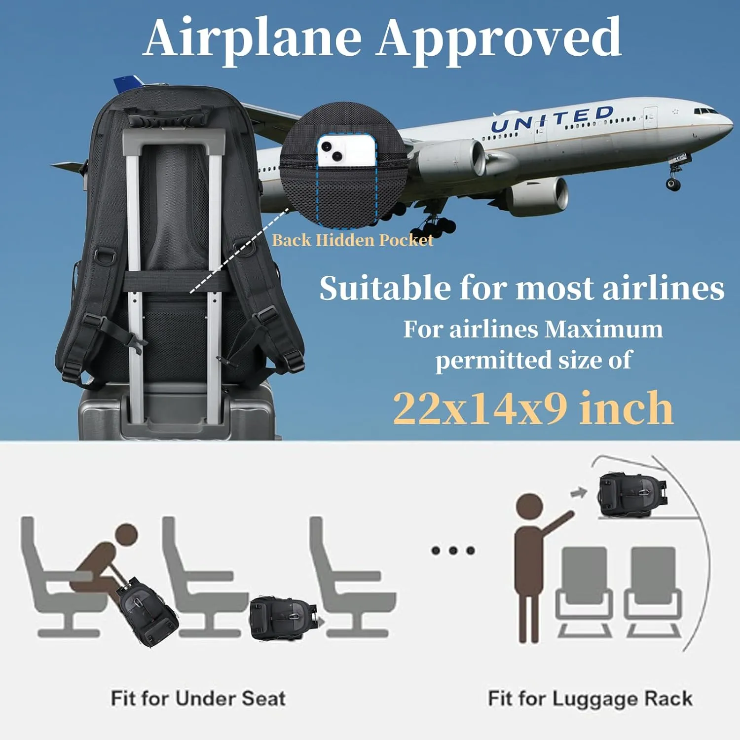 Travel Backpack 70L, 18 Inch Laptop Backpack for Men Women, Large Waterproof Carry On Backpack, TSA Friendly Flight Approved Anti-Theft Backpack with USB Interface & Shoe Compartment, Grey