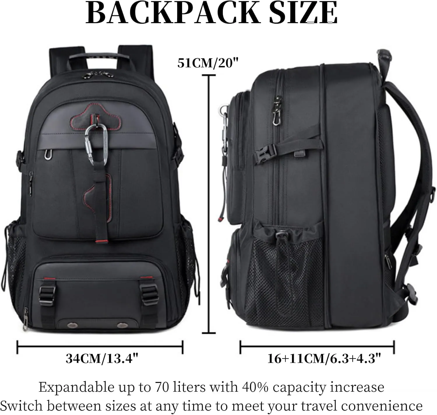 Travel Backpack 70L, 18 Inch Laptop Backpack for Men Women, Large Waterproof Carry On Backpack, TSA Friendly Flight Approved Anti-Theft Backpack with USB Interface & Shoe Compartment, Grey