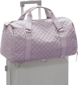 Travel Duffle Bag with Toiletry Bag, Waterproof Weekender Overnight Bag for Women, Lightweight Tote Luggage Carry on Sport Gym Bags with Shoe Compartment&Wet Pocket&Trollery Sleeve, Purple