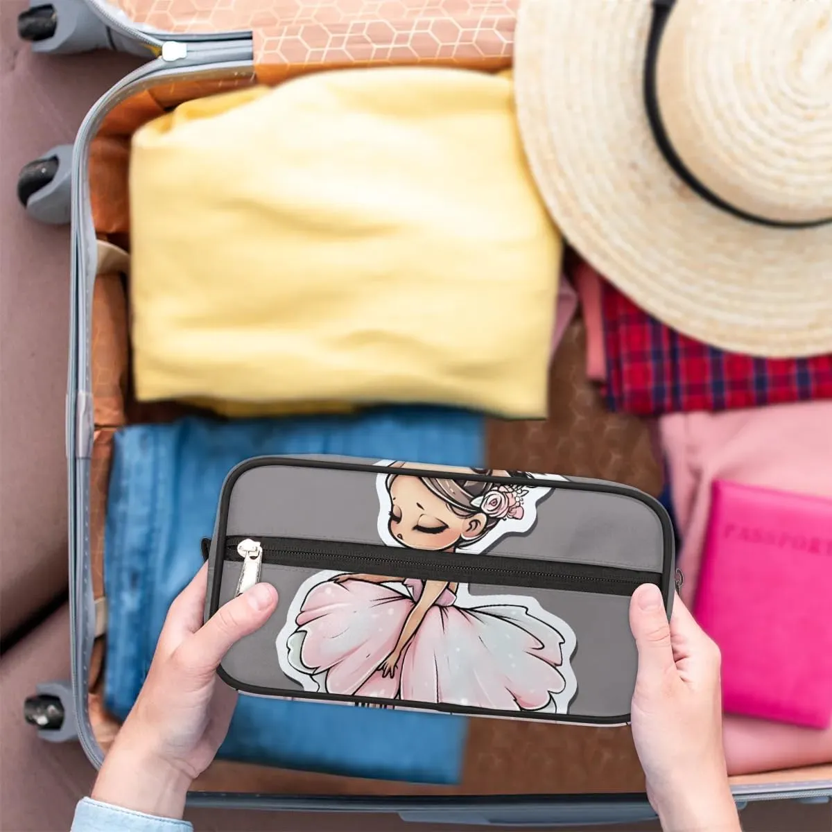 Travel Toiletry Bag for Women Men Cartoon Ballet Hanging Cosmetic Bag Waterproof Makeup Bag for Shaving Makeup Toothbrush & Travel Essentials